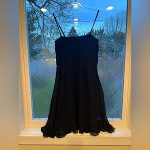 Cynthia Rowley Black Smocked Mini Sundress